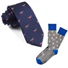High Quality 200 Needle Combed Cotton Men Custom Flamingo Neck Tie and Sock Set