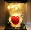 PE Lifelike Standing Rose Bear LED Valentine Gifts Rose Bear