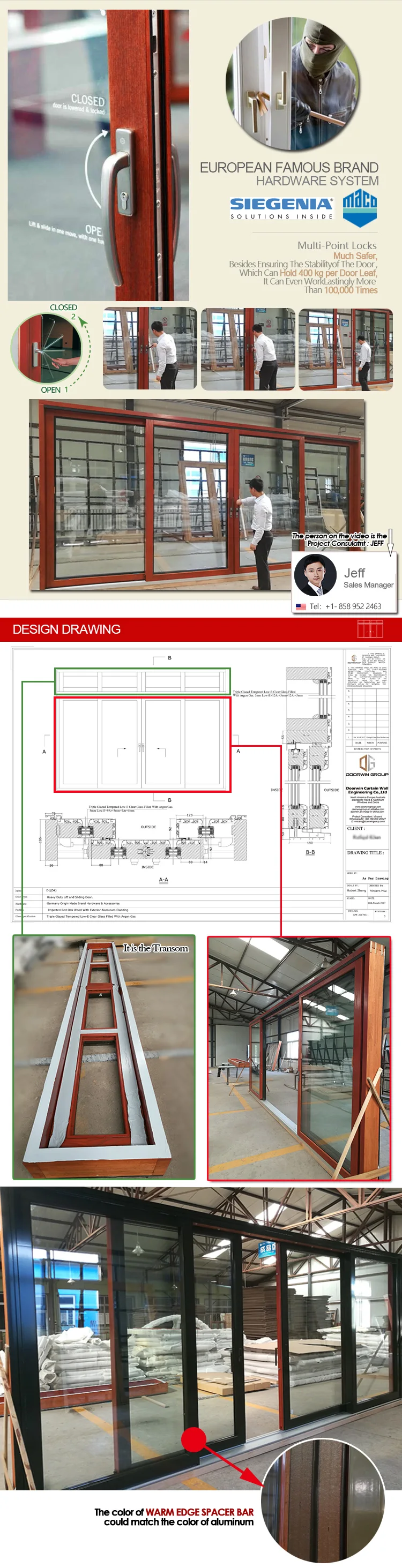 European Standards Super Wide Heavy Duty 4 panel sliding patio doors 3-track door