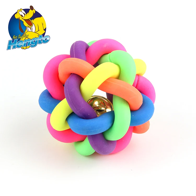 Knit Ballrainbow Dog Toydog Ball Toy With Bell Inside Buy Dog Ball