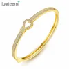 LUOTEEMI Wholesale One Heart Shape Bangles With Double Row Bling High-quality Zircon For Women Daily-life' Party