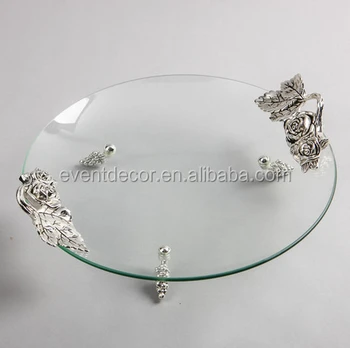 Wholesale Food Serving Trays Decorative Glass Tray With Metal