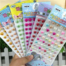 Hot Sale Scrapbook Kid Children Toys Sticker Self Adhesive 3d Acrylic pearl Heart Diy Stickers Accessories