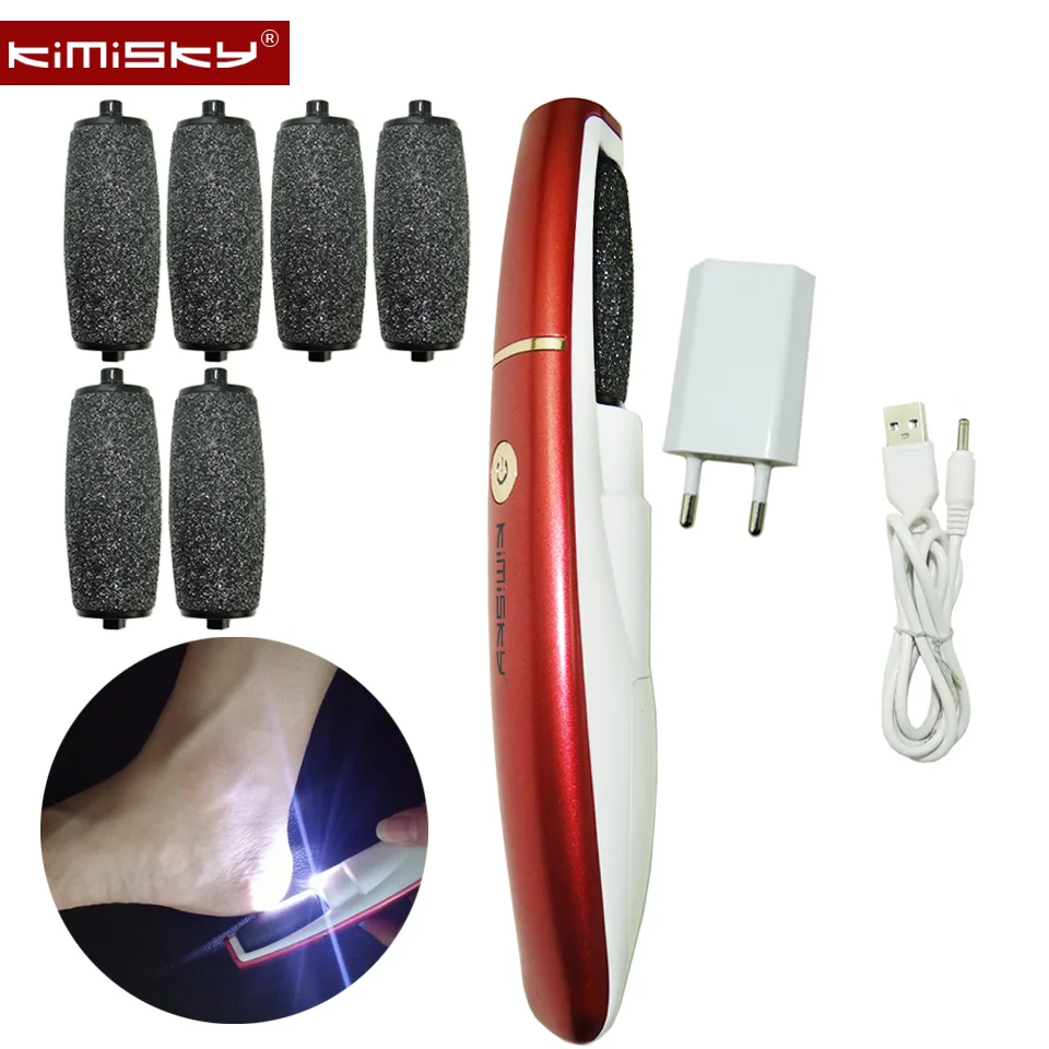 Cuidados com os Pés Rechargebale Kimisky Vermelho Ferramenta Pedicure Cuidados Pessoais Foot Arquivo Elétrica Ferramentas 7ps Rolo Cabeças 7 Pés Pedicure Cuidados Pessoais Foot Arquivo Elétrica