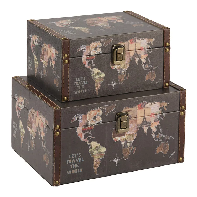 Vintage Old World Map Design Storage Wooden Boxes Manufacturer Buy