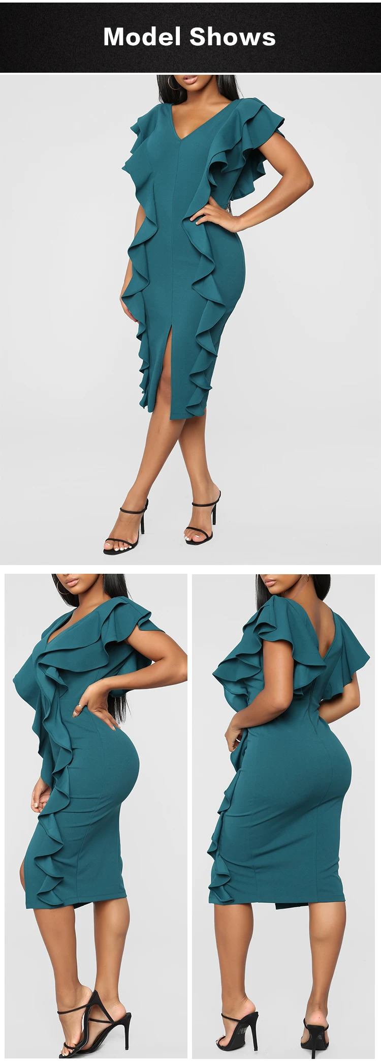tight dress with ruffle at waist