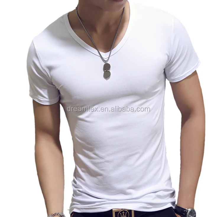 Hot Sale Short Sleeve Plain T Shirts V Shaped Casual T Shirts Men ...