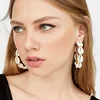 Kaimei 2019 Newest Hot Sellers Fashion Jewelry Women Fashion Maxi Sea Shell Hoop Earrings Handmade Statement Hoop Round Earrings