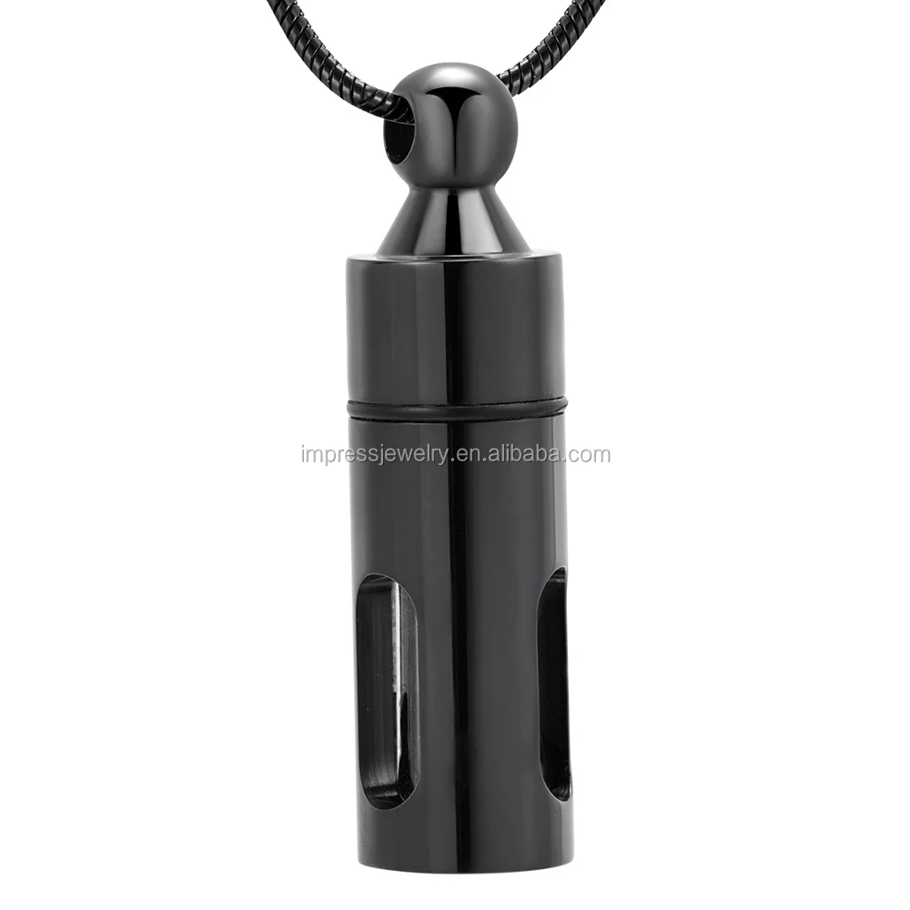 See Through Keepsake Cremation Urn Glass Stainless Steel Pendant Necklace