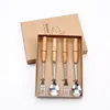 AMB196 wood steel Spoon fork set