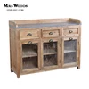 french country antique 3 mesh door marble top reclaimed pine solid wooden sideboard