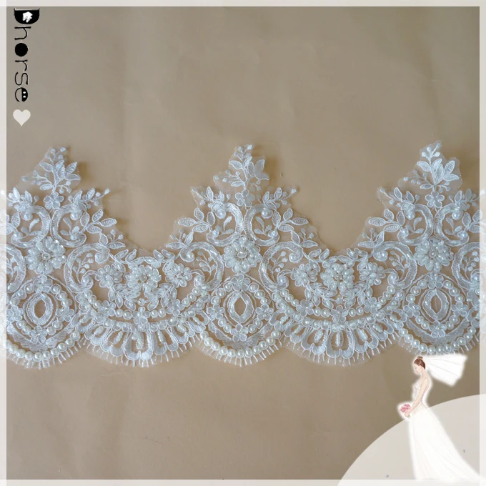 Embroidered Various Colours Bridal Lace Trimming Beaded Wedding Floral Lace