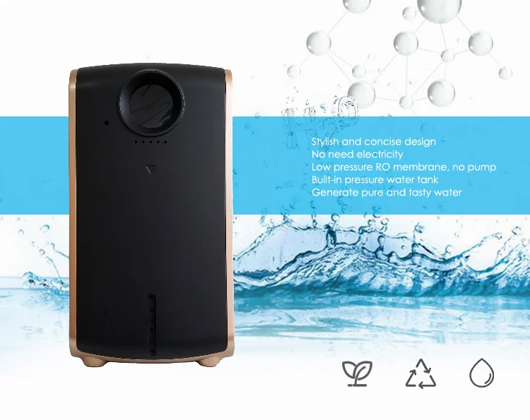 no electricity built-in water tank low pressure 100 gpd water ro system