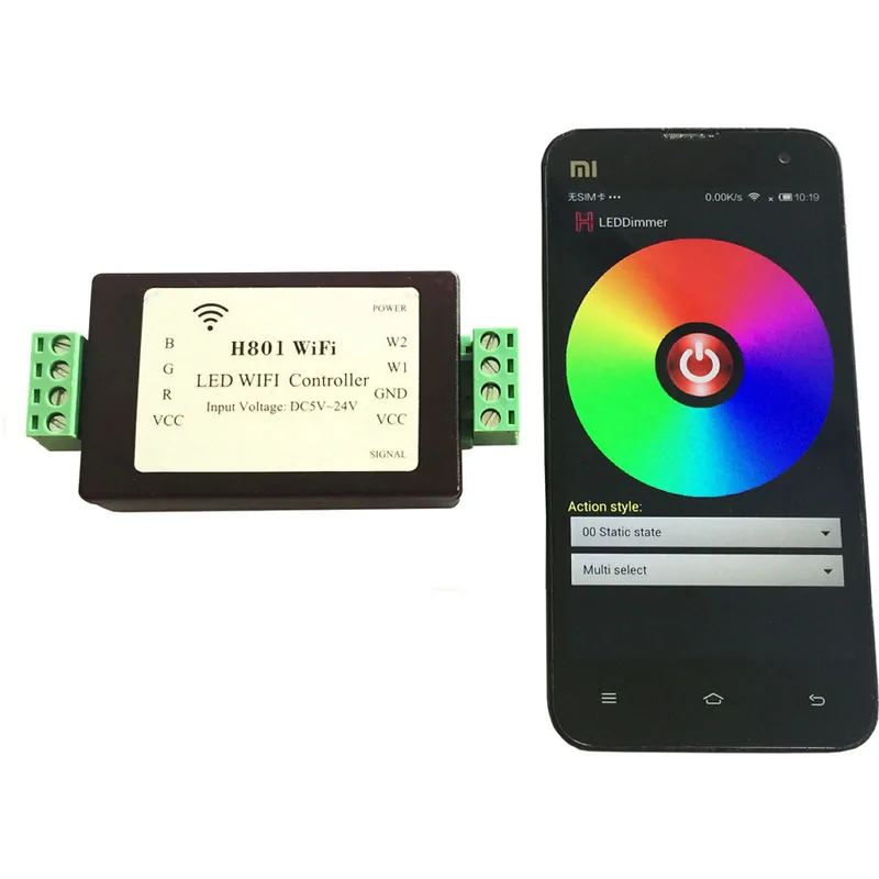 RGBW RGBWW LED Strip Light WiFi Controller Dimmer ESP8266 (Android WLAN) 1 Port Controls 200 Lights Output 5 Routes PWM Data