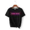 Wholesale Clothing Custom T shirt Printing Design Black Self Tie T Shirt Women