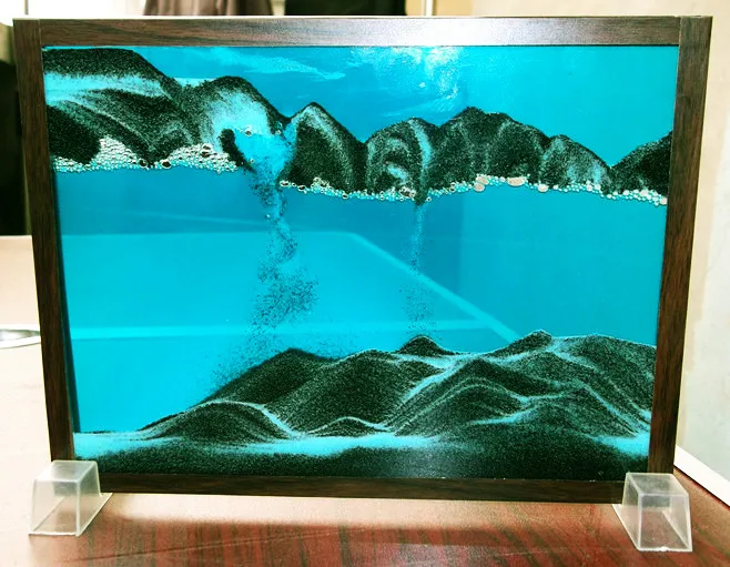 Blue Moving Sand Picture Frame Drifting Sandscapes Motion Art Decor Gift Decor 