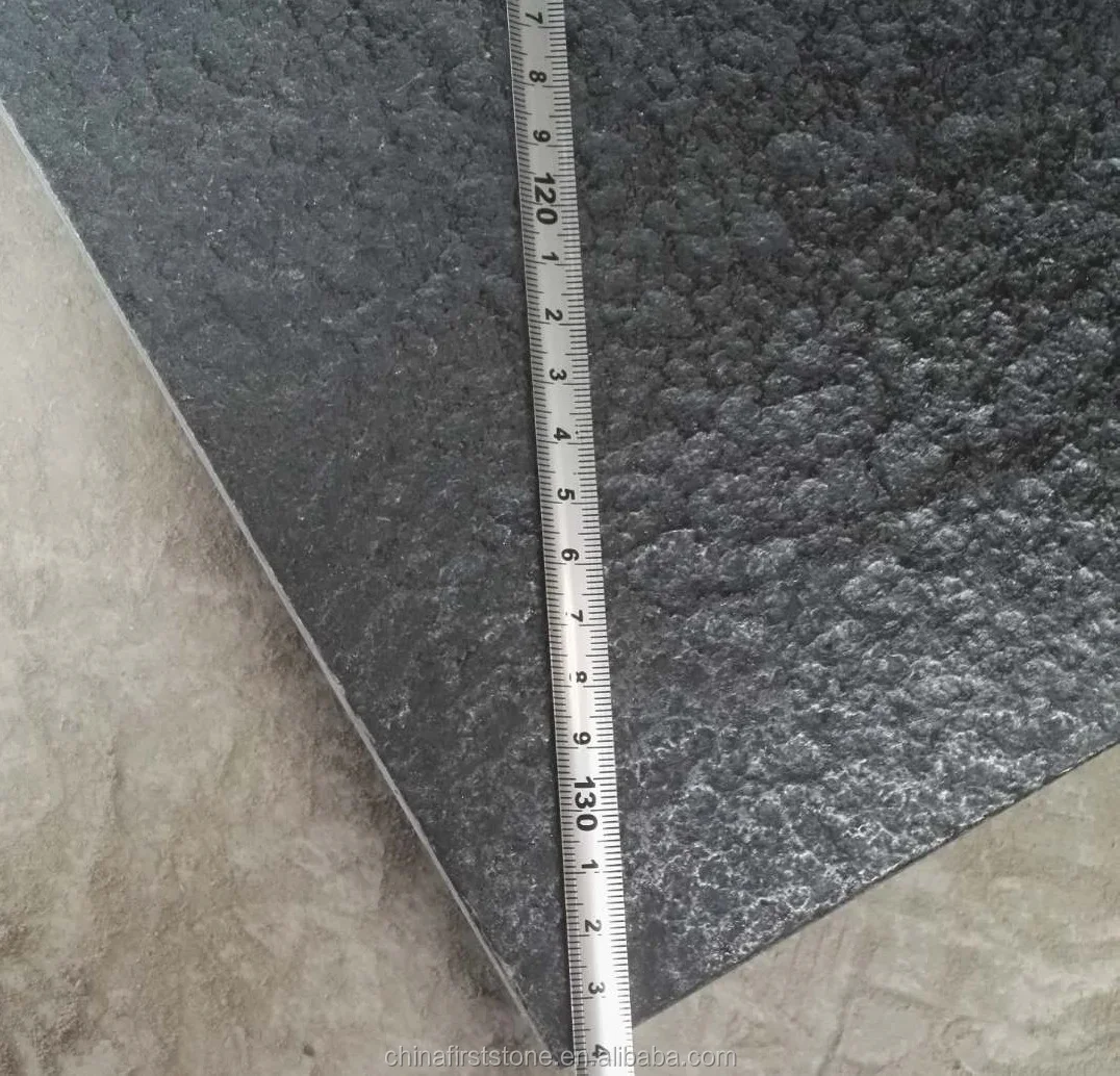 High Grade Natural Absolute Black Leather Finished Granite Stone Tile