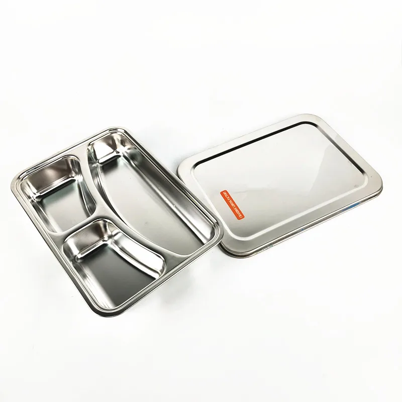 Stainless Steel Food Tray With 3 Compartments Fast Food Tray Lunch Tray ...