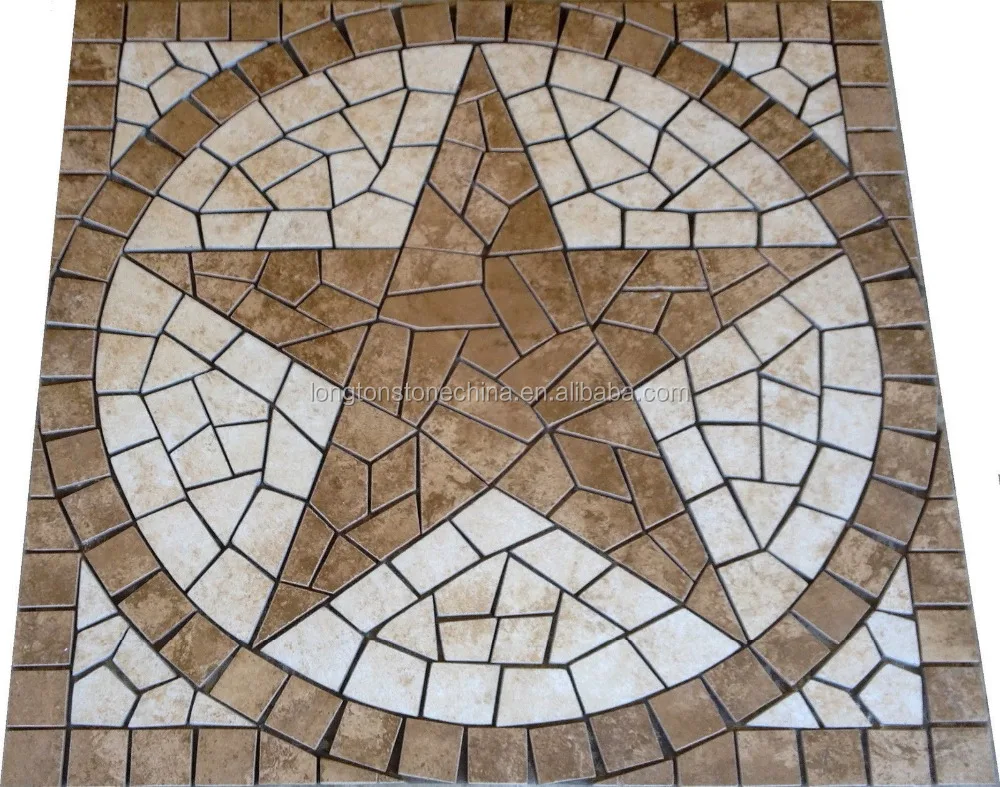 Marble Travertine Texas Star Mosaic Medallion Design Backsplash Tile Inlay Floor