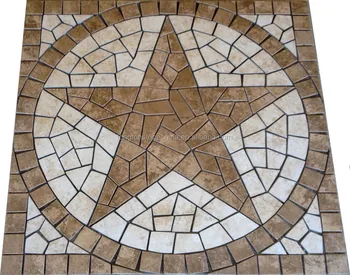 Marble Travertine Texas Star Mosaic Medallion Design Backsplash Travertine Texas Star Mosaic Medallion
