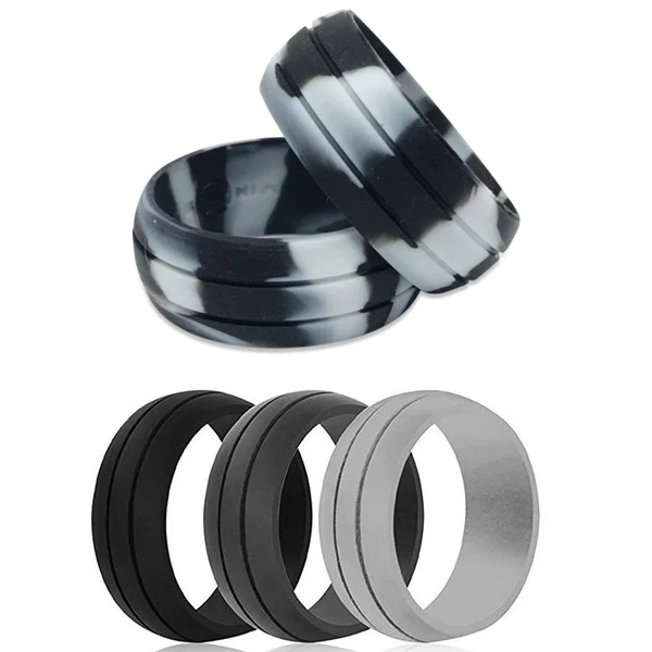 Jewelry & Watches SILICONE MENS WEDDING RING BAND BLUE GROOVE SIZES 8