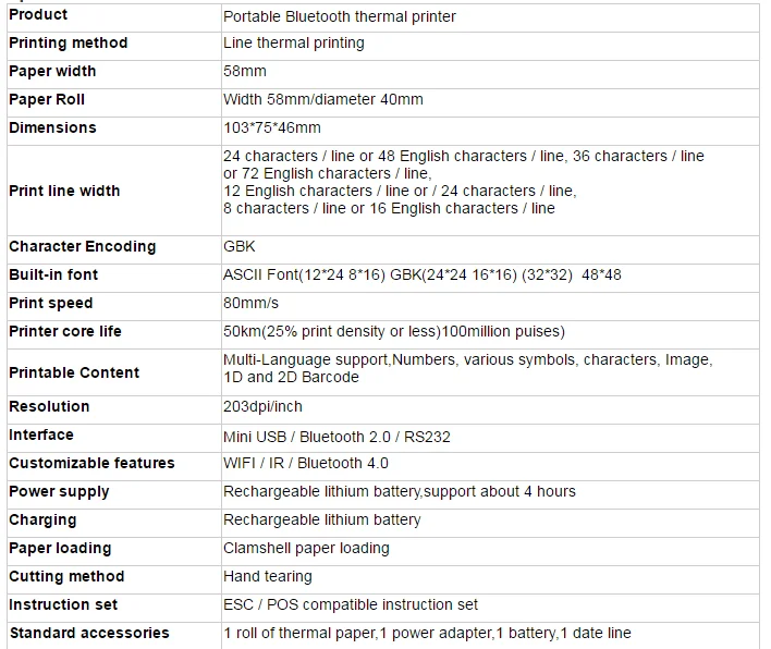 POS Bluetooth Thermal Barcode Printer