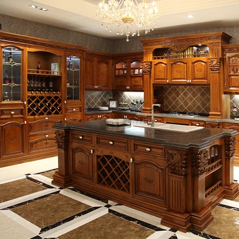 High End Wooden Kitchen Cabinet With Clear Glass Kitchen Cabinet