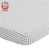100% Cotton jersey knit mini baby crib sheet grey stripe bassinet fitted sheet