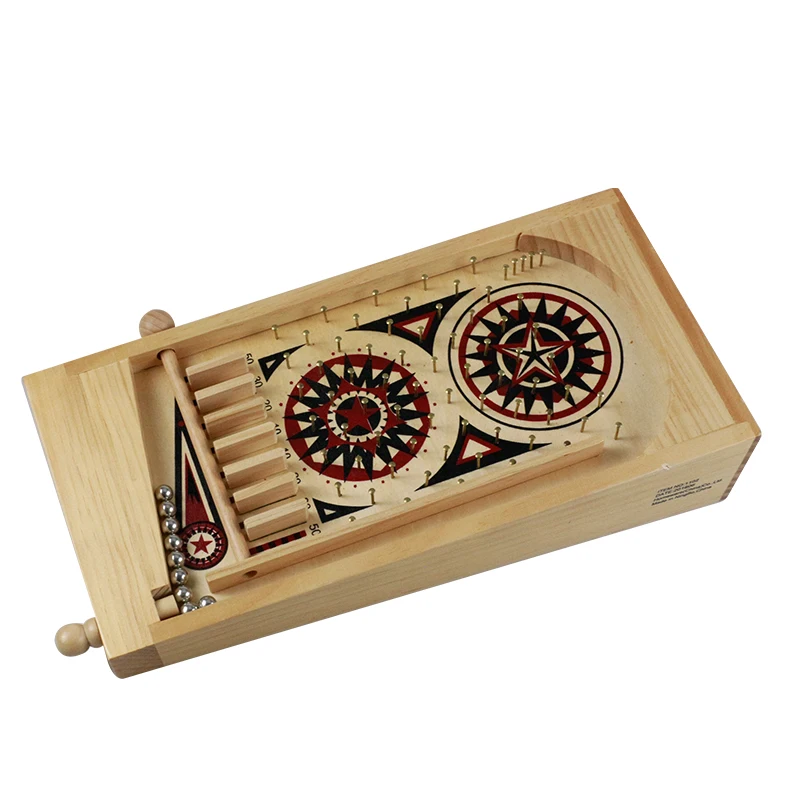 木材太空竞赛弹球玩具桌上弹球游戏套装便携式桌面游戏