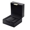 Wholesale custom logo wood structure watch packaging box with pu leather exterior