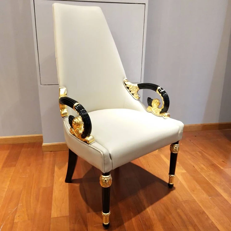 Upholstered Fabric Chair With Armrests New Style Classic Wood Frame