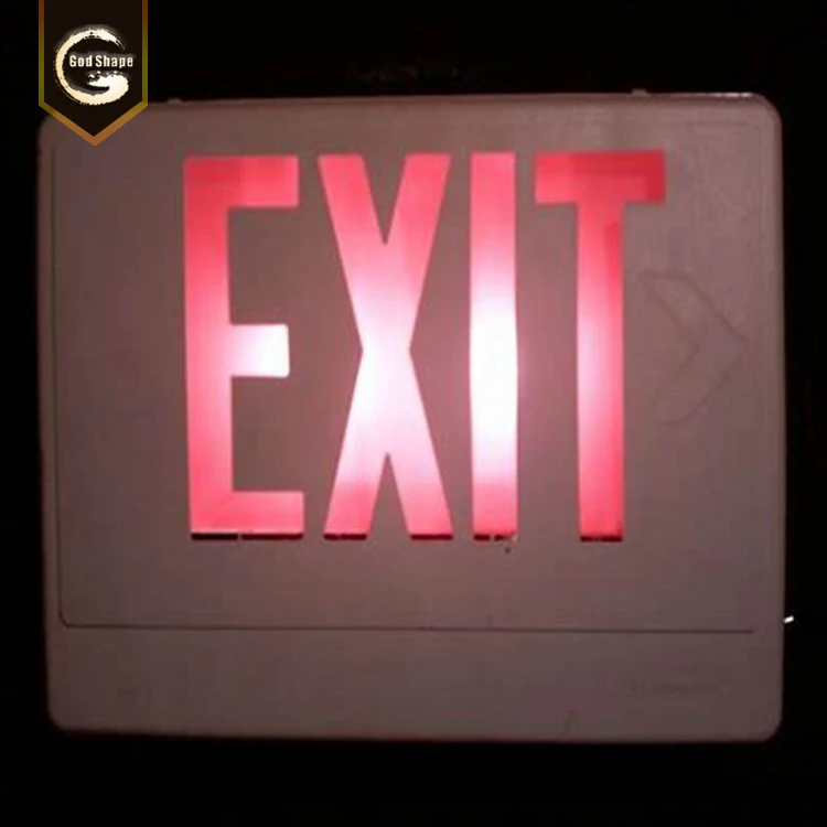 Exit LED Lampu Sign Board Darurat Kebakaran Signage dengan Hollow Huruf Latar Belakang Merah
