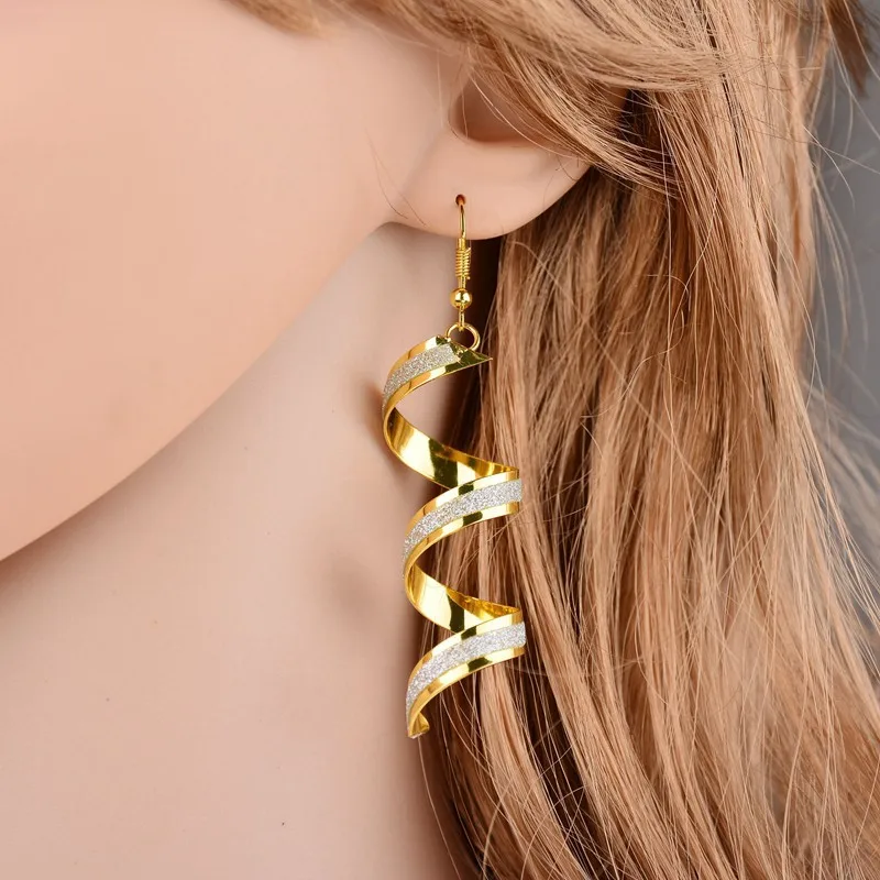 Fashion Punk Women Twist Spiral Earring Lady Girl Dangle Drop Earrings