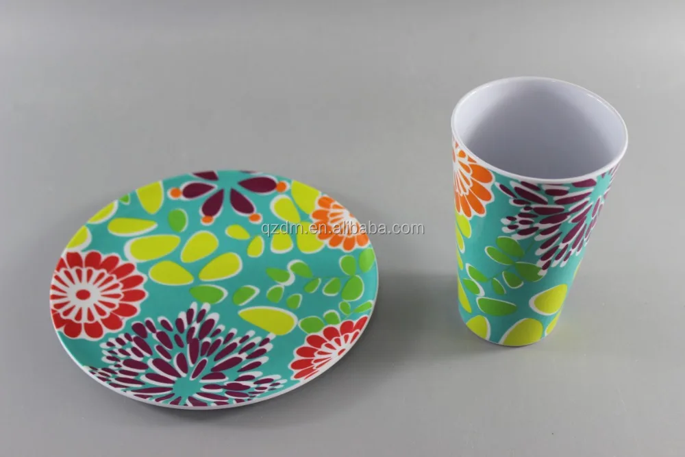 Summer Print Melamine Dinner Plate And Mug Set