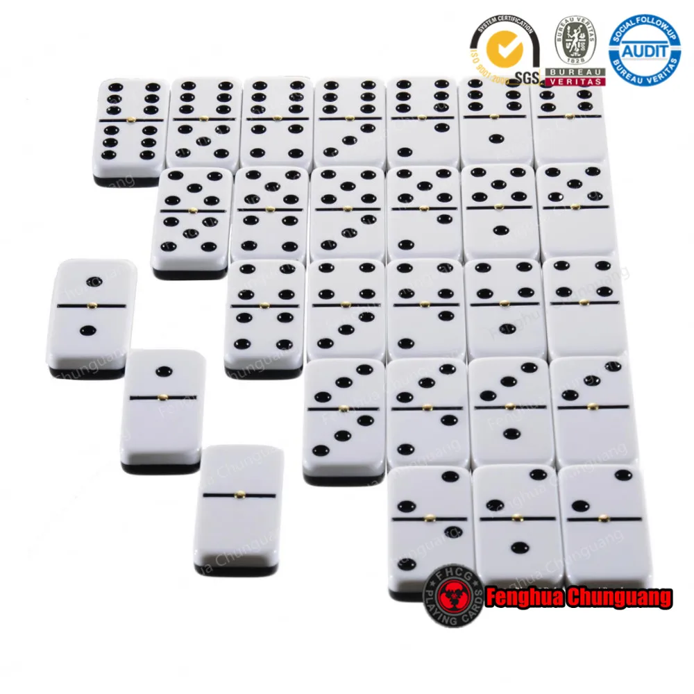 Dominoes Double 6 Rivets center Two Toned with Spinner in wooden case Tournament Size 