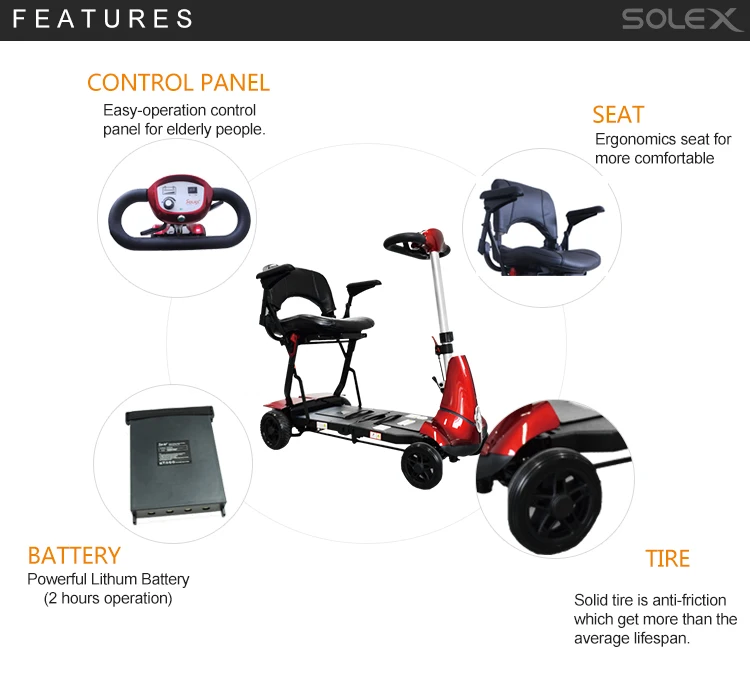 Four wheel elderly electrical scooter mobility handicapped medical scooter