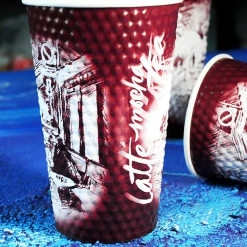 disposable black or while coated paper cup embossed paper cup custom printed with triple layer