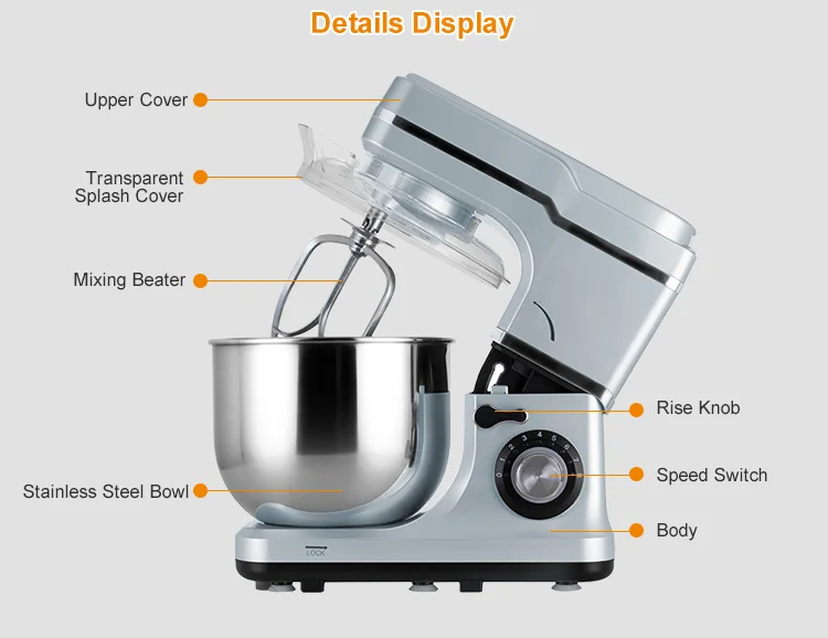 Vertical mixer commercial 6.6L stainless steel bowl multi-function vertical mixer