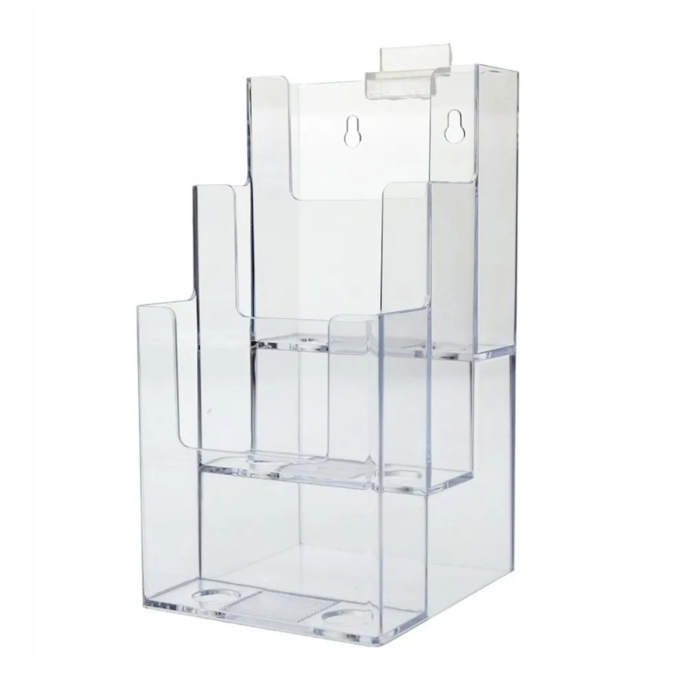 3 Tier Slatwall Acrylic Literature Stand Wall Mounted Acrylic Brochure ...