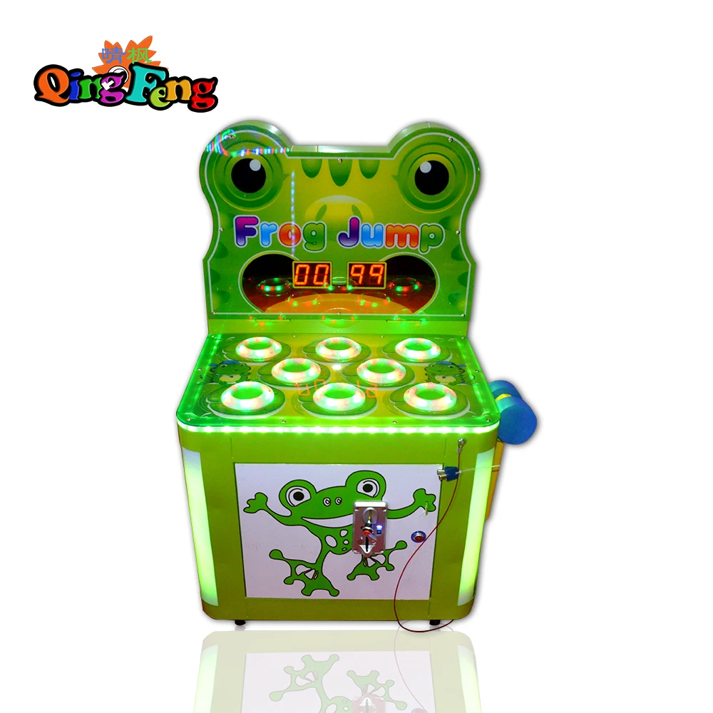 Qingfeng 2017 carton fair frog jump hit hammer Kids coin operated frog jump hammer hit prize arcade games machines