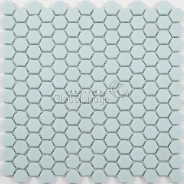 Hexagon tile green matt recycled glass enamel glass mosaic