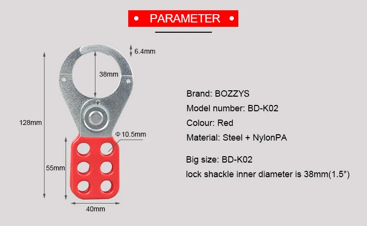 BOSHI High Security Padlock Engineering Plastic Nylon Steel Lockout Hasps