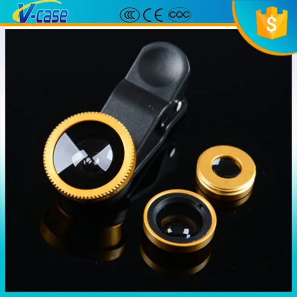 2016 high quality Clip 3 in 1 universal camera fisheye lens cover for mobile phones