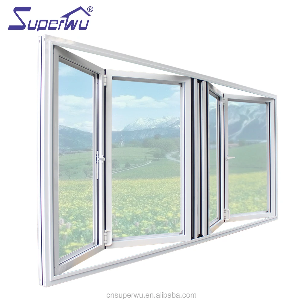 Aluminium folding window with energy saving function thermal break aluminum folding windows black color