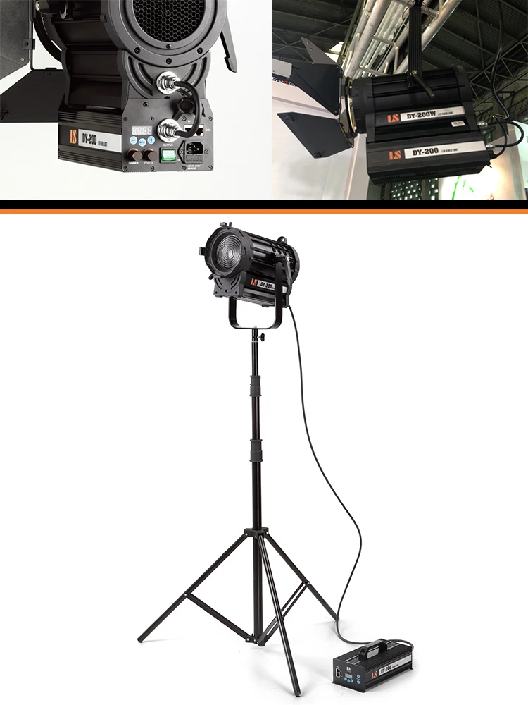 High power black LED Fresnel Light for indoor studio and video with high CRI and barndoor