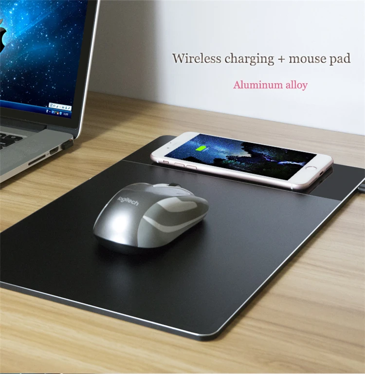 Newest Wholesale Qi Wireless Charger Mouse Pad Metal Material Wireless Charger