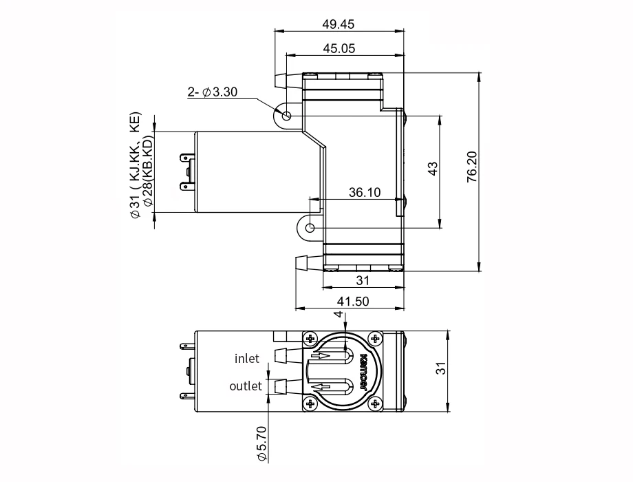 Kamoer Kvp8 Brushless 12v 24v Dc Mini Diaphragm Vacuum Pump Single Head ...