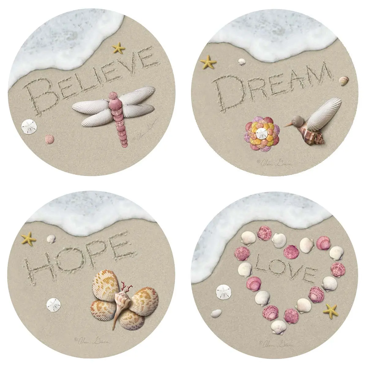 Thirstystone Stoneware Coaster Set, Sand Writing
