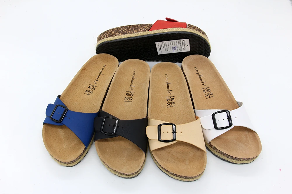 China supplier wholesale casual fashionable three buckles flax parallel straps upper custom logo slippers