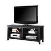 Modern Contemporary Universal Floor Dark Wood Wooden Wide Media Entertainment Television TV Stand With Shelves For Flat Screen